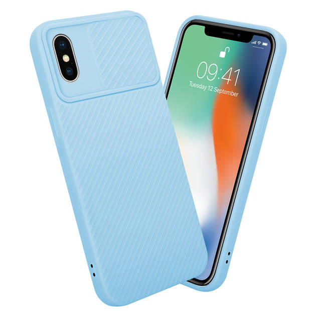 Cadorabo Hoesje geschikt voor Apple iPhone X / XS in Bonbon Licht Blauw - Beschermhoes TPU-silicone Case Cover