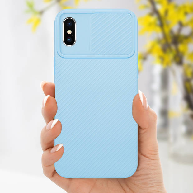 Cadorabo Hoesje geschikt voor Apple iPhone X / XS in Bonbon Licht Blauw - Beschermhoes TPU-silicone Case Cover