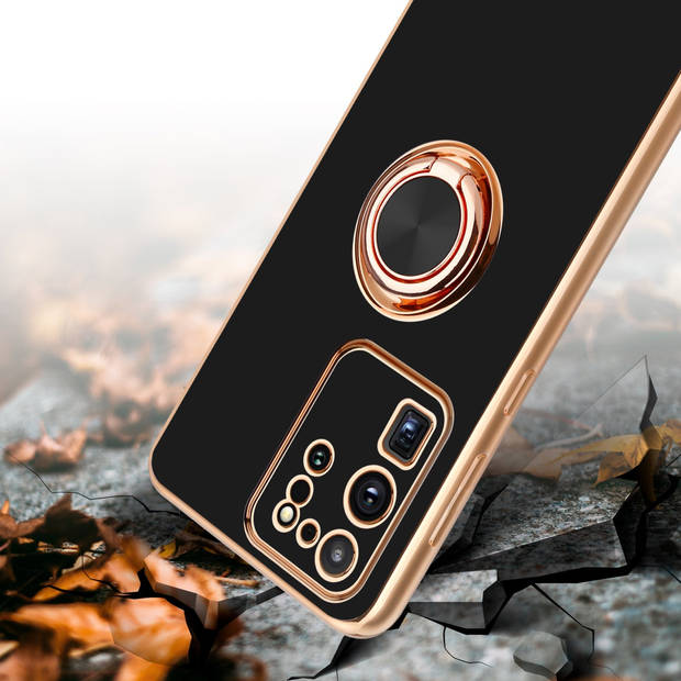 Cadorabo Hoesje geschikt voor Samsung Galaxy S20 ULTRA in Glossy Zwart - Goud - Beschermhoes Camerabescherming