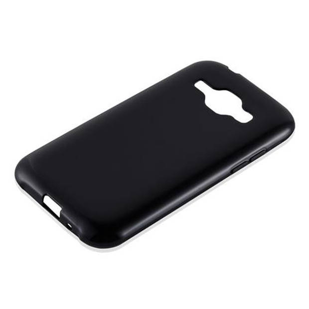 Cadorabo Hoesje geschikt voor Samsung Galaxy J1 2015 in ZWART - Beschermhoes Cover gemaakt van TPU Silicone Case