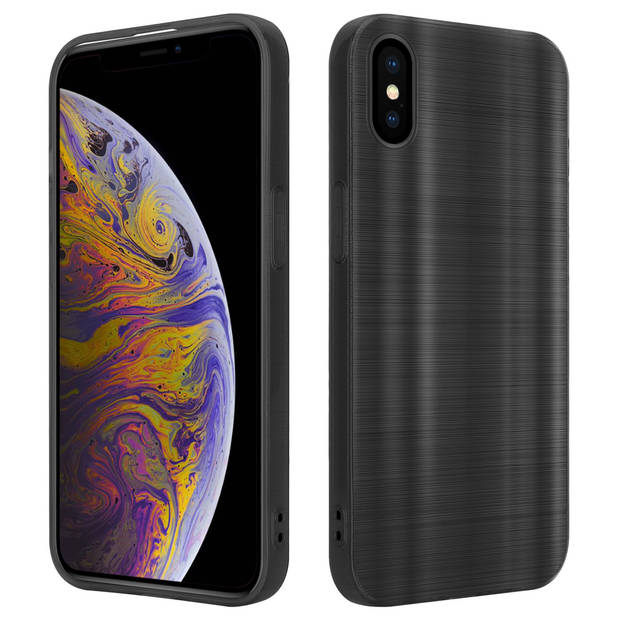 Cadorabo Hoesje geschikt voor Apple iPhone XS MAX in Brushed Zwart - Beschermhoes Case Cover TPU silicone