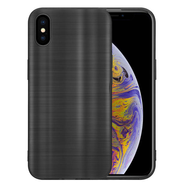 Cadorabo Hoesje geschikt voor Apple iPhone XS MAX in Brushed Zwart - Beschermhoes Case Cover TPU silicone