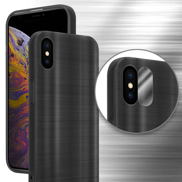 Cadorabo Hoesje geschikt voor Apple iPhone XS MAX in Brushed Zwart - Beschermhoes Case Cover TPU silicone