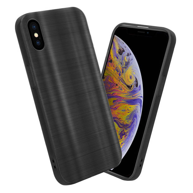 Cadorabo Hoesje geschikt voor Apple iPhone XS MAX in Brushed Zwart - Beschermhoes Case Cover TPU silicone