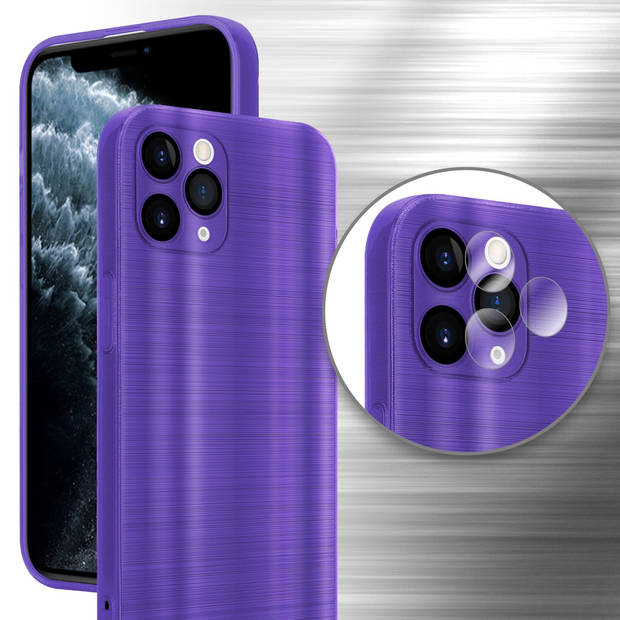 Cadorabo Hoesje geschikt voor Apple iPhone 11 PRO in Brushed Paars - Beschermhoes Case Cover TPU silicone
