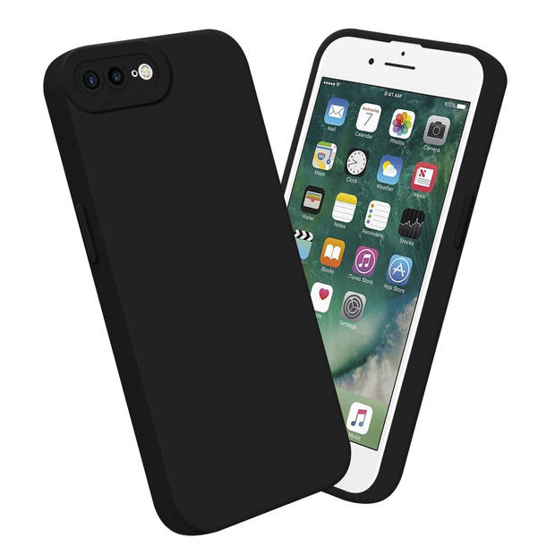 Cadorabo Hoesje geschikt voor Apple iPhone 7 PLUS / 7S PLUS / 8 PLUS in FLUID ZWART - Beschermhoes TPU silicone Cover