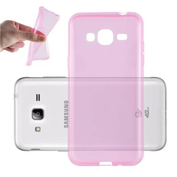 Cadorabo Hoesje geschikt voor Samsung Galaxy J3 2016 in TRANSPARANT ROZE - Beschermhoes Cover gemaakt van TPU Silicone