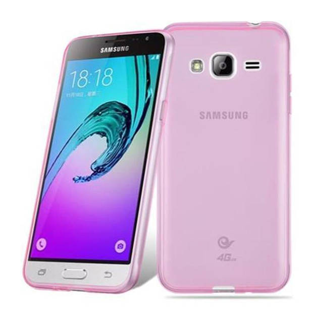 Cadorabo Hoesje geschikt voor Samsung Galaxy J3 2016 in TRANSPARANT ROZE - Beschermhoes Cover gemaakt van TPU Silicone