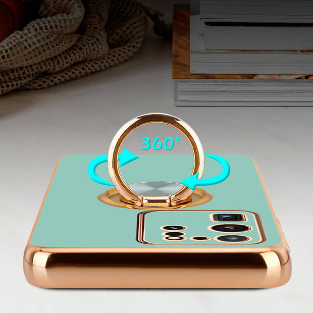 Cadorabo Hoesje geschikt voor Samsung Galaxy S20 ULTRA in Glossy Turquoise - Goud - Beschermhoes Camerabescherming