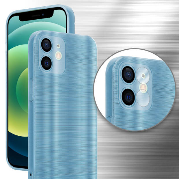 Cadorabo Hoesje geschikt voor Apple iPhone 12 MINI in Brushed Turqoise - Beschermhoes Case Cover TPU silicone