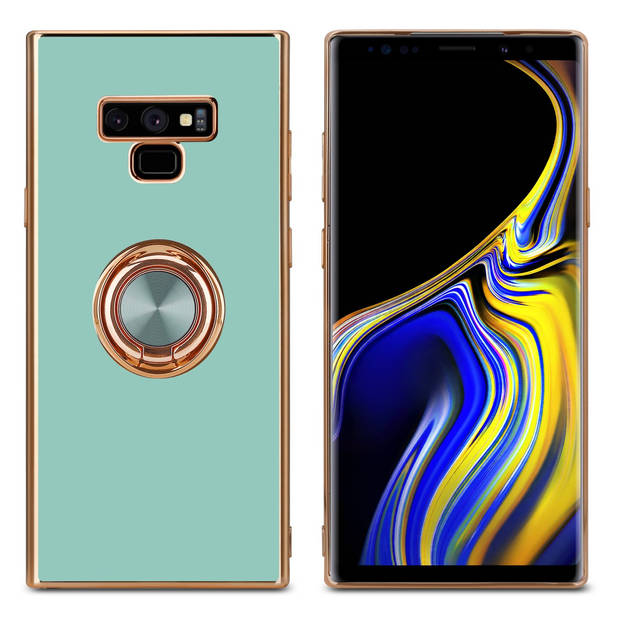 Cadorabo Hoesje geschikt voor Samsung Galaxy NOTE 9 in Glossy Turquoise - Goud - Beschermhoes Camerabescherming