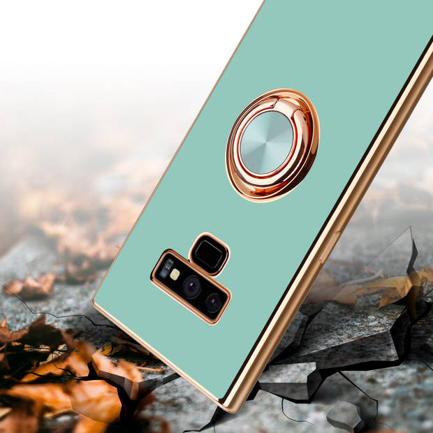 Cadorabo Hoesje geschikt voor Samsung Galaxy NOTE 9 in Glossy Turquoise - Goud - Beschermhoes Camerabescherming