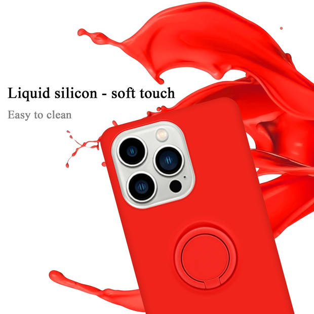 Cadorabo Hoesje geschikt voor Apple iPhone 14 PRO MAX in LIQUID ROOD - Beschermhoes van TPU silicone Case Cover met ring