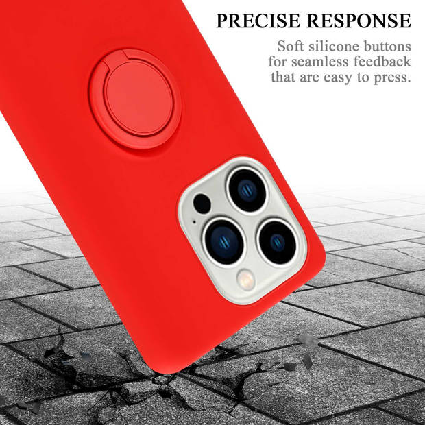 Cadorabo Hoesje geschikt voor Apple iPhone 14 PRO MAX in LIQUID ROOD - Beschermhoes van TPU silicone Case Cover met ring