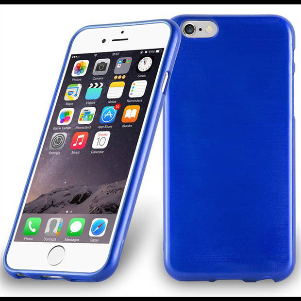 Cadorabo Hoesje geschikt voor Apple iPhone 6 PLUS / 6S PLUS in BLAUW - Beschermhoes TPU silicone Case Cover Brushed