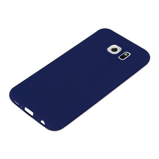 Cadorabo Hoesje geschikt voor Samsung Galaxy S6 in CANDY DONKER BLAUW - Beschermhoes TPU silicone Case Cover