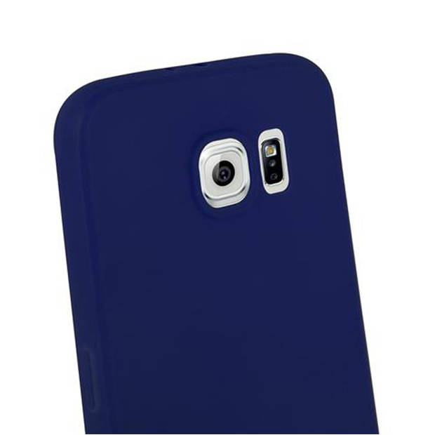 Cadorabo Hoesje geschikt voor Samsung Galaxy S6 in CANDY DONKER BLAUW - Beschermhoes TPU silicone Case Cover