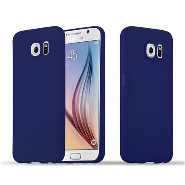 Cadorabo Hoesje geschikt voor Samsung Galaxy S6 in CANDY DONKER BLAUW - Beschermhoes TPU silicone Case Cover