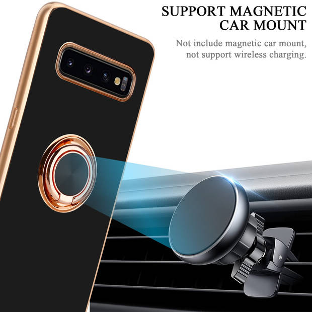 Cadorabo Hoesje geschikt voor Samsung Galaxy S10 4G in Glossy Zwart - Goud - Beschermhoes Camerabescherming magnetische