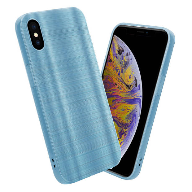 Cadorabo Hoesje geschikt voor Apple iPhone XS MAX in Brushed Turqoise - Beschermhoes Case Cover TPU silicone
