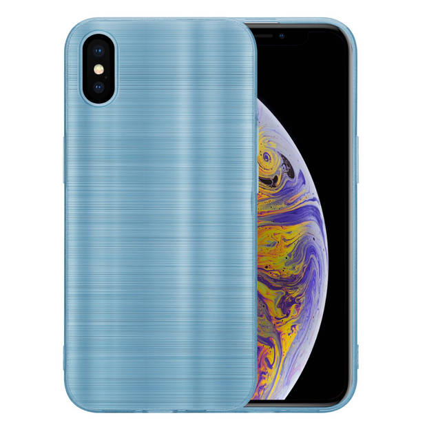 Cadorabo Hoesje geschikt voor Apple iPhone XS MAX in Brushed Turqoise - Beschermhoes Case Cover TPU silicone