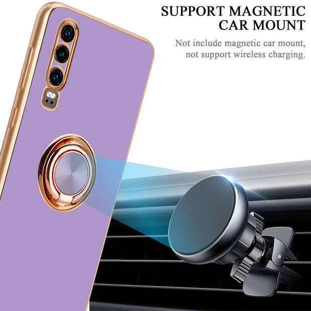 Cadorabo Hoesje geschikt voor Huawei P30 in Glossy Licht Paars - Goud - Beschermhoes Camerabescherming magnetische