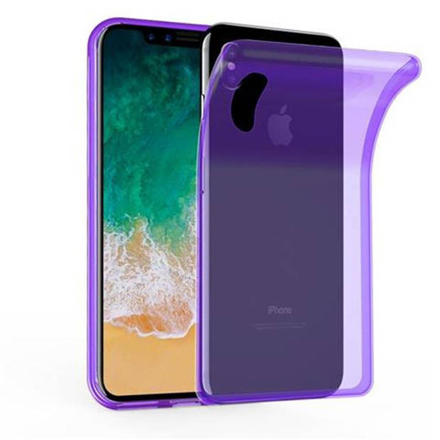 Cadorabo Hoesje geschikt voor Apple iPhone X / XS in TRANSPARANT PAARS - Beschermhoes Cover gemaakt van TPU Silicone