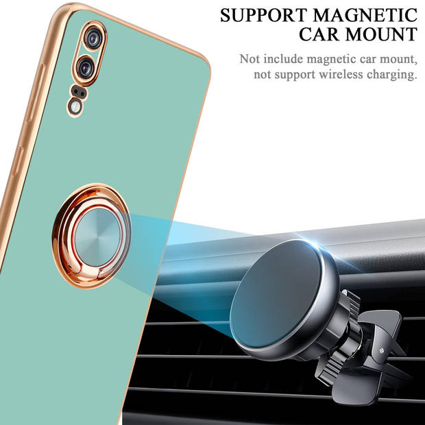 Cadorabo Hoesje geschikt voor Huawei P20 in Glossy Turquoise - Goud - Beschermhoes Camerabescherming magnetische