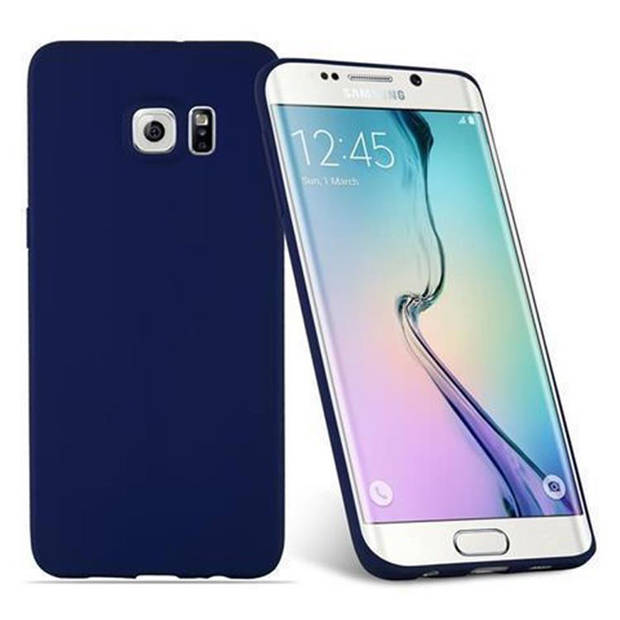 Cadorabo Hoesje geschikt voor Samsung Galaxy S6 EDGE in CANDY DONKER BLAUW - Beschermhoes TPU silicone Case Cover