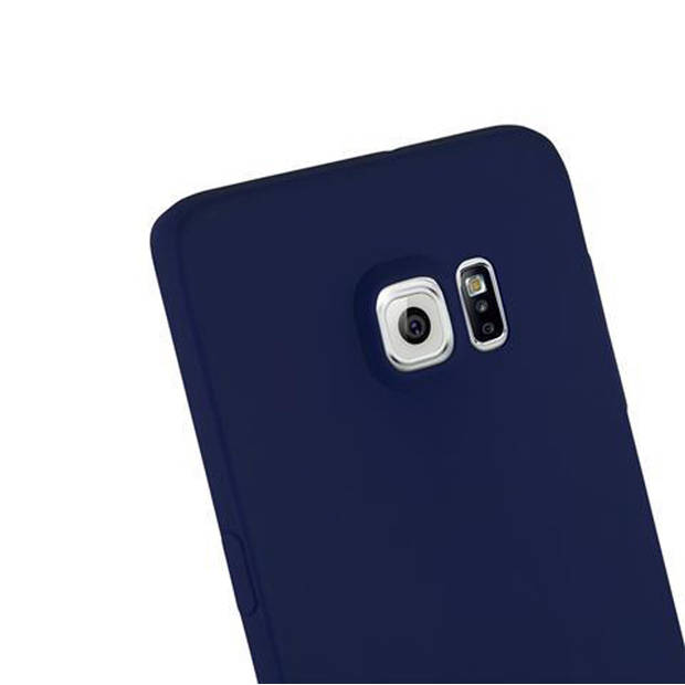 Cadorabo Hoesje geschikt voor Samsung Galaxy S6 EDGE in CANDY DONKER BLAUW - Beschermhoes TPU silicone Case Cover