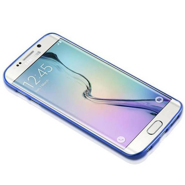Cadorabo Hoesje geschikt voor Samsung Galaxy S6 EDGE in BLAUW - Beschermhoes TPU silicone Case Cover Brushed