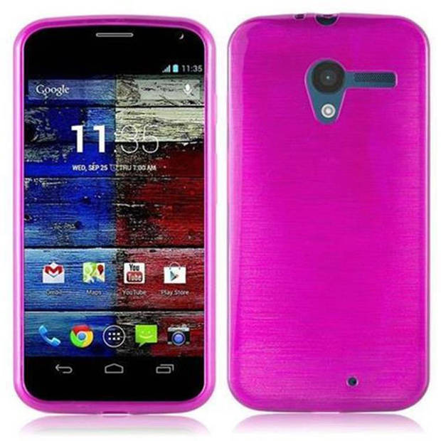 Cadorabo Hoesje geschikt voor Motorola MOTO X in ROZE - Beschermhoes TPU silicone Case Cover Brushed