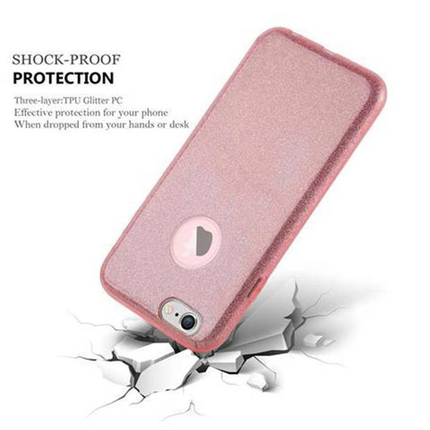 Cadorabo Hoesje geschikt voor Apple iPhone 6 / 6S in STAR STOF ROZE - TPU Silicone Case Cover beschermhoes Glitter