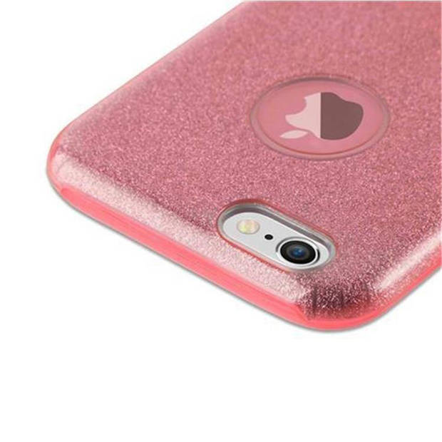 Cadorabo Hoesje geschikt voor Apple iPhone 6 / 6S in STAR STOF ROZE - TPU Silicone Case Cover beschermhoes Glitter