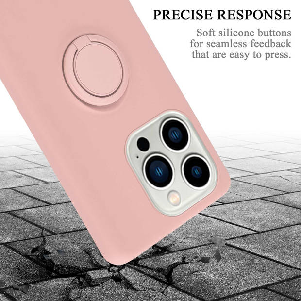 Cadorabo Hoesje geschikt voor Apple iPhone 14 PRO in LIQUID ROZE - Beschermhoes van TPU silicone Case Cover met ring