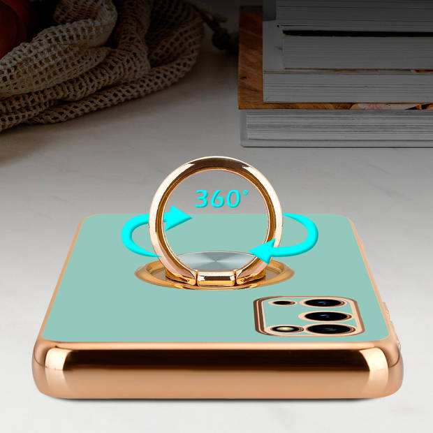 Cadorabo Hoesje geschikt voor Samsung Galaxy S20 in Glossy Turquoise - Goud - Beschermhoes Camerabescherming