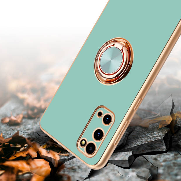 Cadorabo Hoesje geschikt voor Samsung Galaxy S20 in Glossy Turquoise - Goud - Beschermhoes Camerabescherming