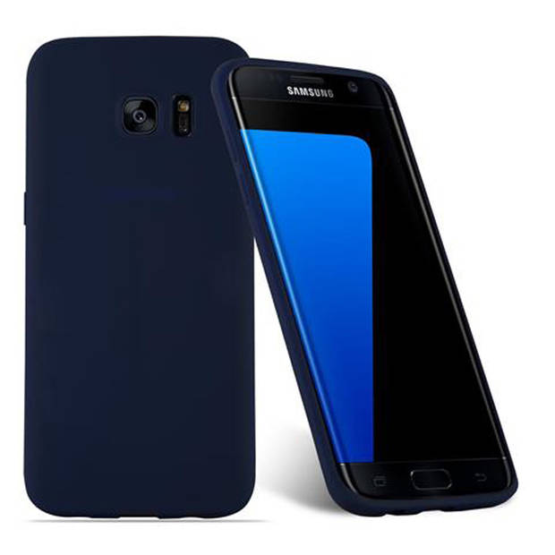 Cadorabo Hoesje geschikt voor Samsung Galaxy S7 EDGE in CANDY DONKER BLAUW - Beschermhoes TPU silicone Case Cover