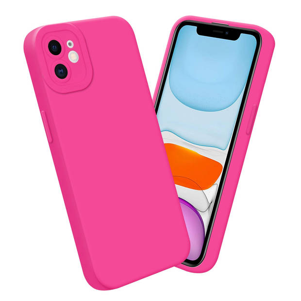 Cadorabo Hoesje geschikt voor Apple iPhone 12 in FLUID HOTPINK - Beschermhoes TPU silicone Cover Case