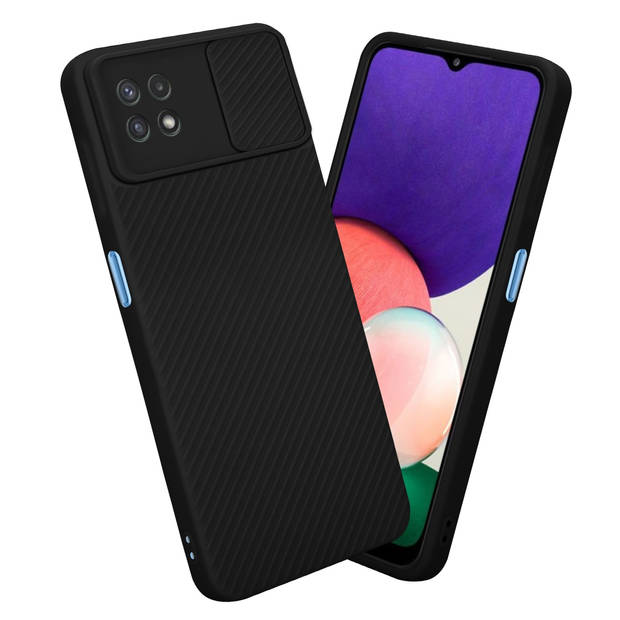 Cadorabo Hoesje geschikt voor Samsung Galaxy A22 5G in Bonbon Zwart - Beschermhoes TPU-silicone Case Cover