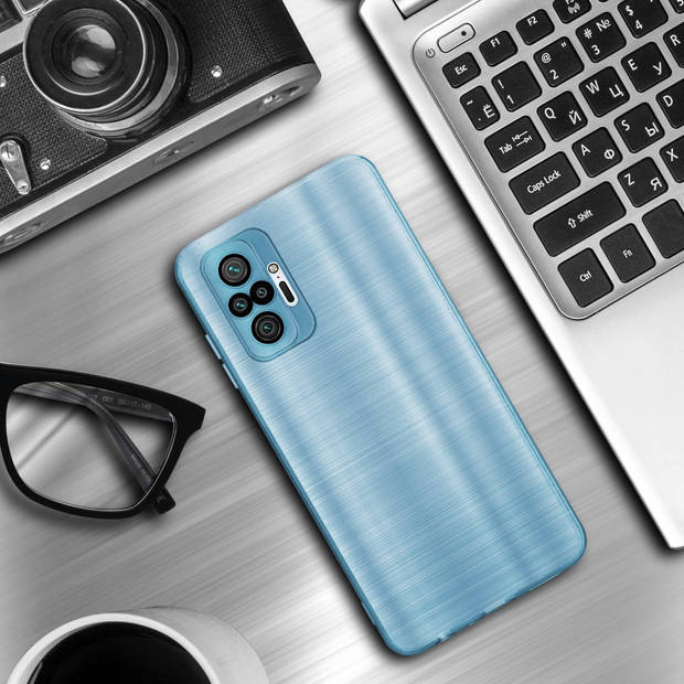 Cadorabo Hoesje geschikt voor Xiaomi RedMi NOTE 10 PRO in Brushed Turqoise - Beschermhoes Case Cover TPU silicone