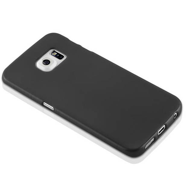 Cadorabo Hoesje geschikt voor Samsung Galaxy S6 EDGE in ZWART - Beschermhoes TPU silicone Case Cover Brushed