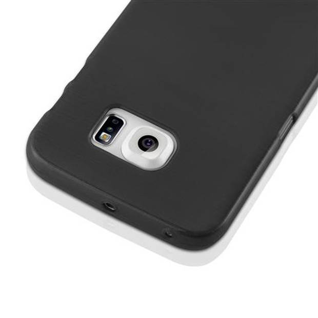 Cadorabo Hoesje geschikt voor Samsung Galaxy S6 EDGE in ZWART - Beschermhoes TPU silicone Case Cover Brushed
