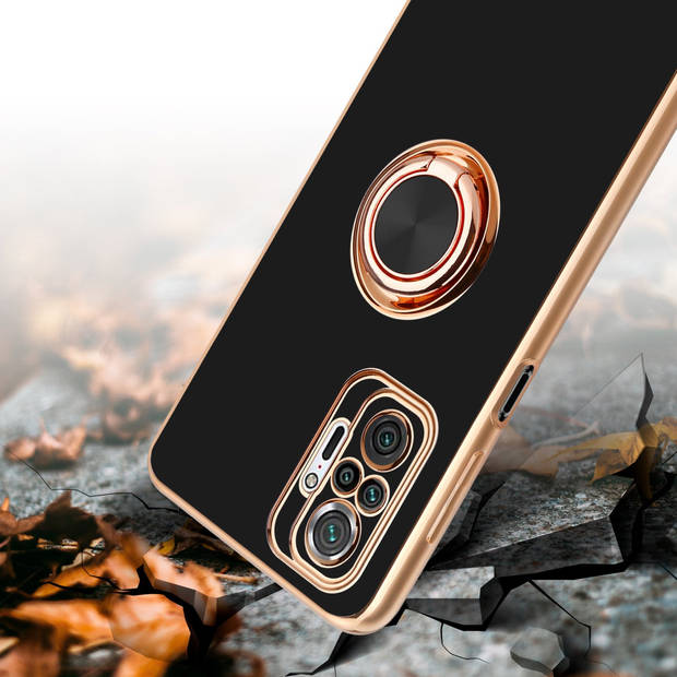 Cadorabo Hoesje geschikt voor Xiaomi RedMi NOTE 10 PRO in Glossy Zwart - Goud - Beschermhoes Camerabescherming