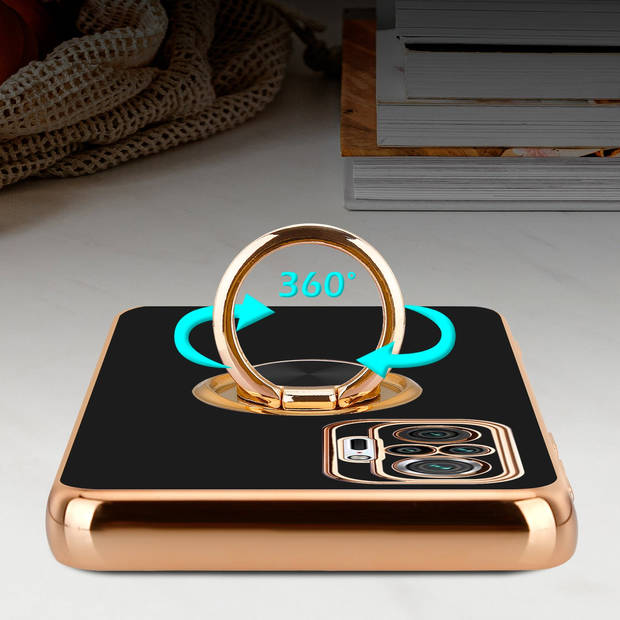 Cadorabo Hoesje geschikt voor Xiaomi RedMi NOTE 10 PRO in Glossy Zwart - Goud - Beschermhoes Camerabescherming