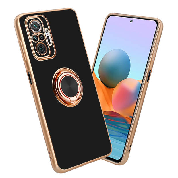 Cadorabo Hoesje geschikt voor Xiaomi RedMi NOTE 10 PRO in Glossy Zwart - Goud - Beschermhoes Camerabescherming