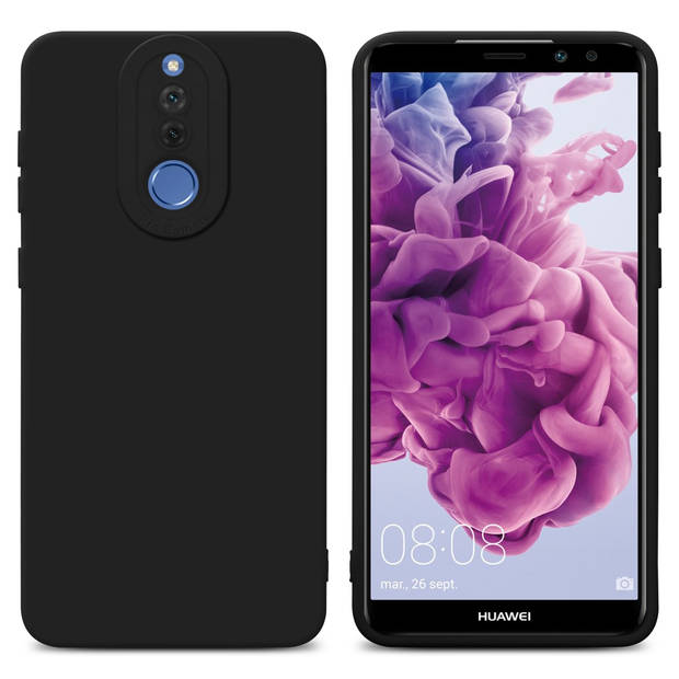 Cadorabo Hoesje geschikt voor Huawei MATE 10 LITE in FLUID ZWART - Beschermhoes TPU silicone Cover Case