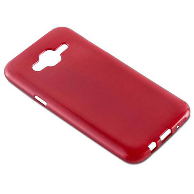 Cadorabo Hoesje geschikt voor Samsung Galaxy J5 2015 in ROOD - Beschermhoes TPU silicone Case Cover Brushed