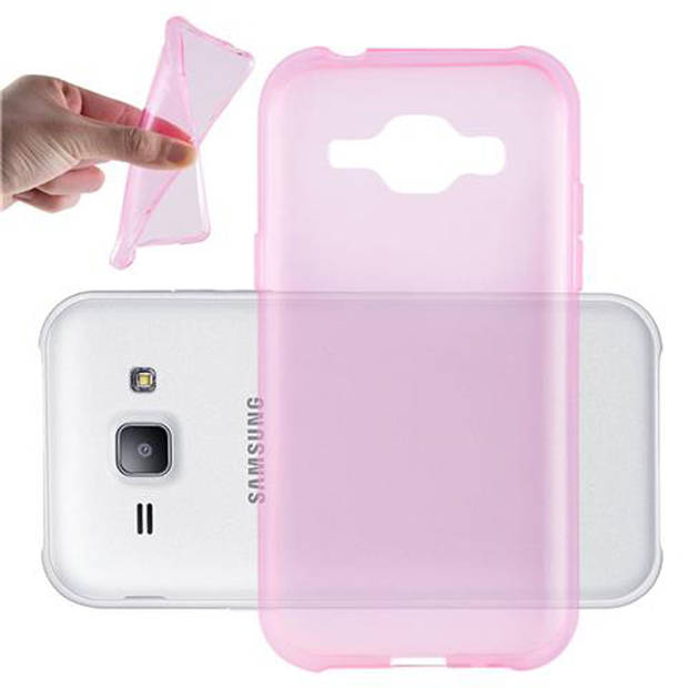 Cadorabo Hoesje geschikt voor Samsung Galaxy J1 2015 in TRANSPARANT ROZE - Beschermhoes Cover gemaakt van TPU Silicone