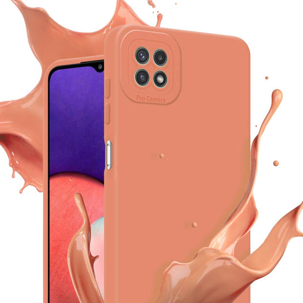 Cadorabo Hoesje geschikt voor Samsung Galaxy A22 5G in FLUID LICHT ORANJE - Beschermhoes TPU silicone Cover Case